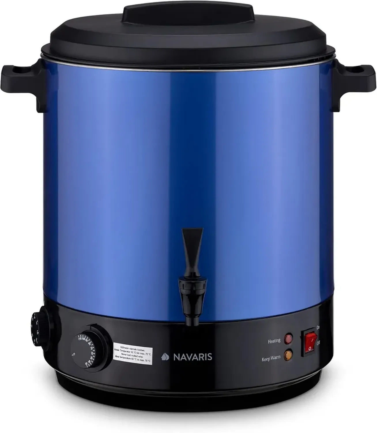 Navaris Elektrischer Einkochautomat 27L mit Zapfhahn - Glühwein- und Punschzubereiter mit Timer - Blau
