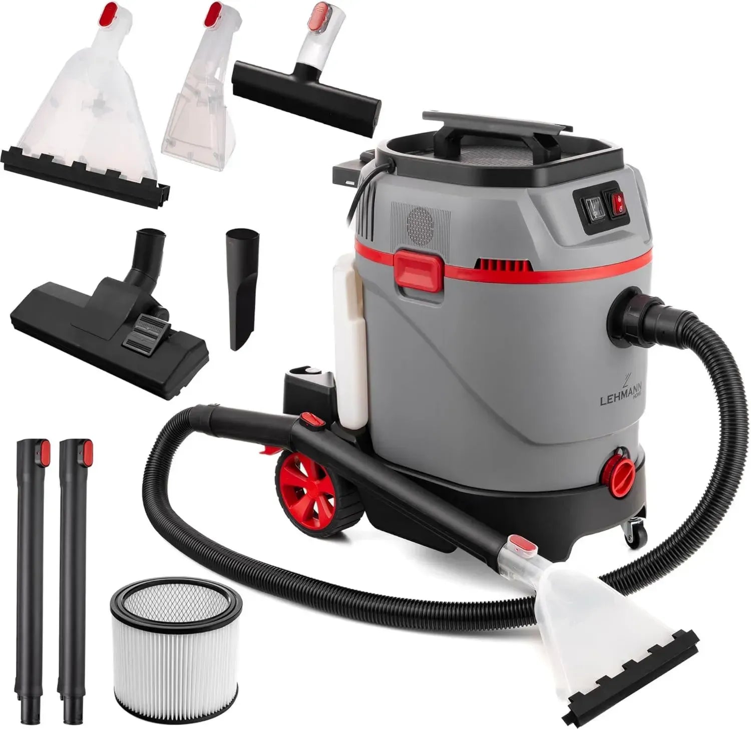 LEHMANN Waschsauger 2800: Professioneller Teppich- und Polsterreiniger mit 35L Tank, 60°C Heißwasserfunktion