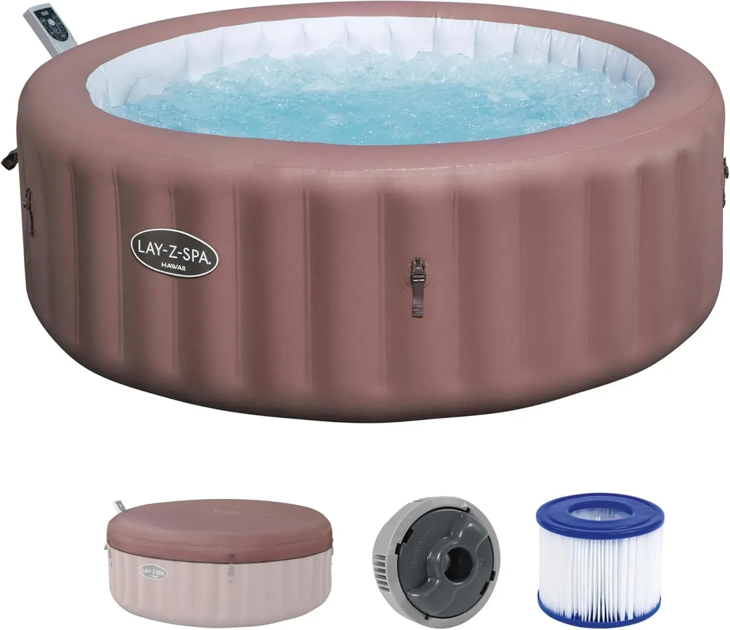 Bestway Lay-Z-SPA Hawaii AirJet Whirlpool mit App-Steuerung, UltraFit-Pumpe, für 6 Personen, Ø 196 x 71 cm, Terrakotta