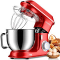 DOBBOR 9.5L Küchenmaschine, 1500W Knetmaschine mit 7 Geschwindigkeiten, leise & multifunktional, inkl. Knethaken, Rührbesen, Schlagbesen, Spritzschutz, planetarisches Rührsystem, rot