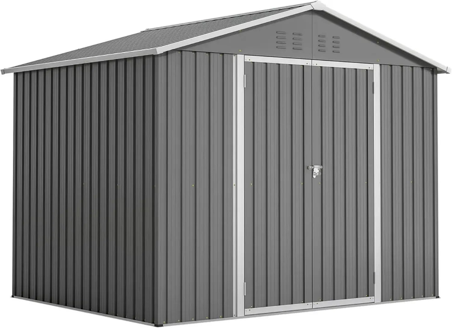 Hochwertiges Metallgerätehaus 229x180x191 cm - Wetterfestes Stahl-Gartenhaus mit Doppeltür und Belüftung