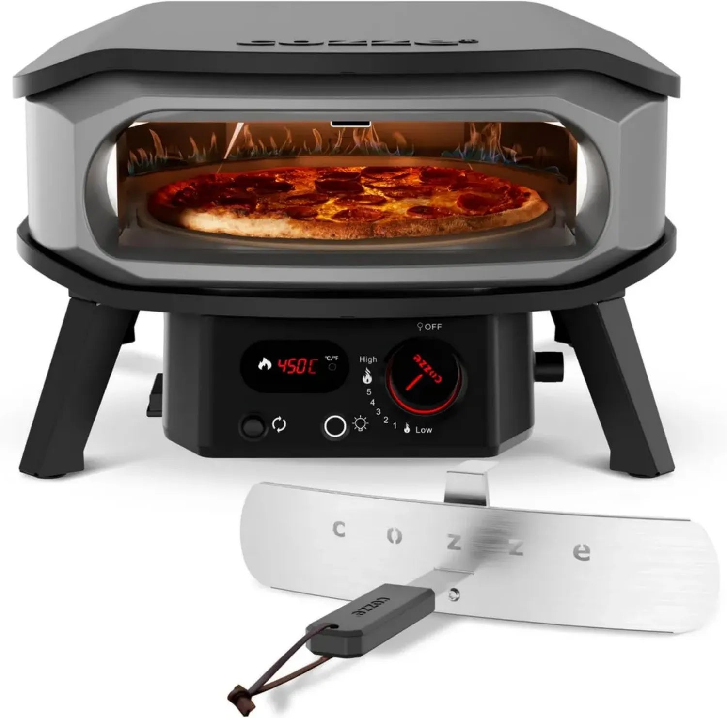 Tragbarer Gas-Pizzaofen mit Drehfunktion, 13 Zoll, für draußen