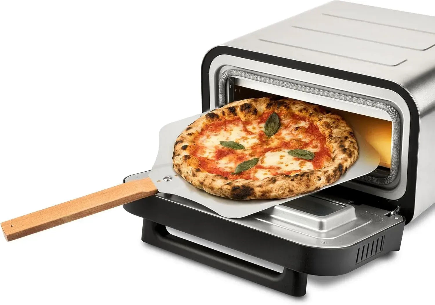 G3 Ferrari G10204 Pizzaofen, 1700 W, bis 450 °C, schnelles Kochen in 2 Minuten, digitales Display mit 6 Programmen, inklusive Schamottstein und Rezeptbuch