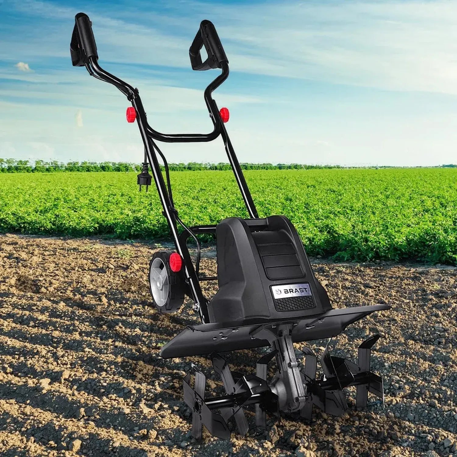 BRAST Elektro-Gartenfräse mit 1050-1800 Watt, 36-45cm Arbeitsbreite, Sicherheitsfunktionen