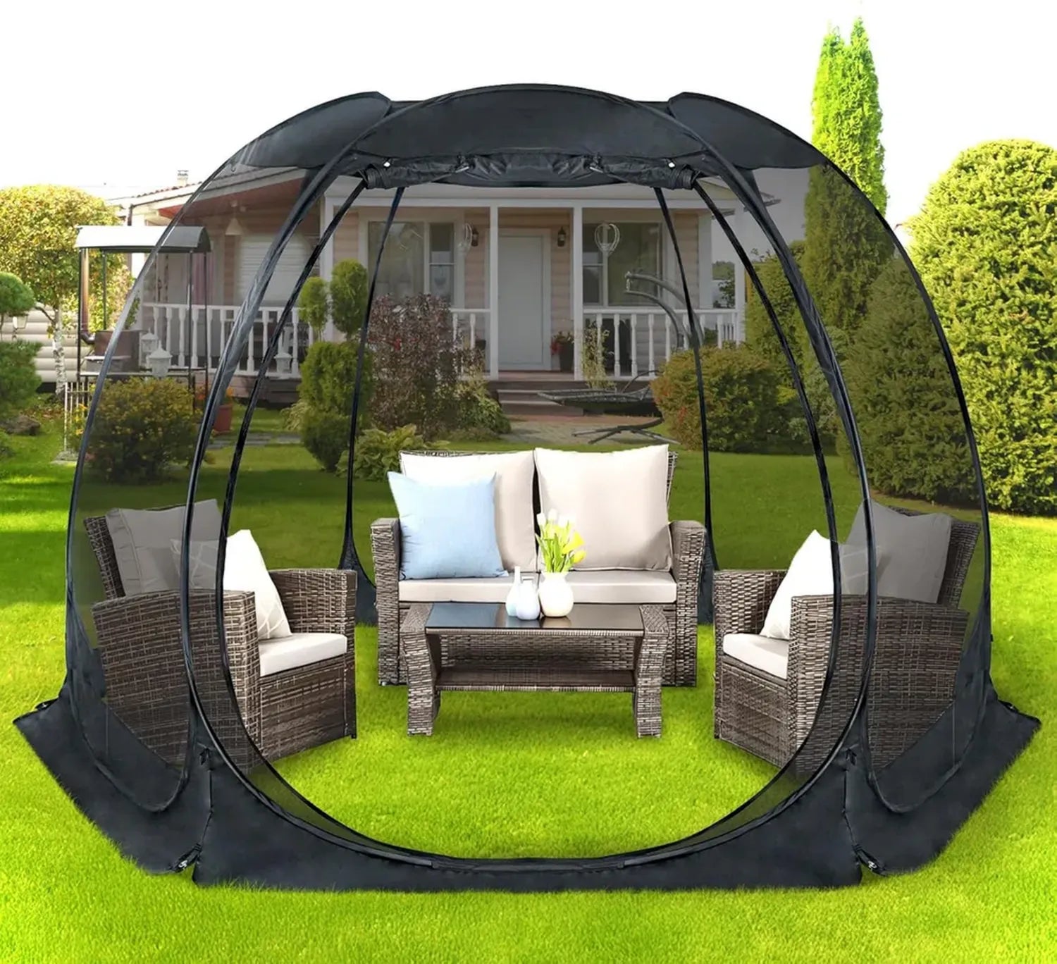 Alvantor Pop-Up Pavillon für 6–15 Personen, UV-Schutz mit Netzseiten, ideal für Garten und Terrasse