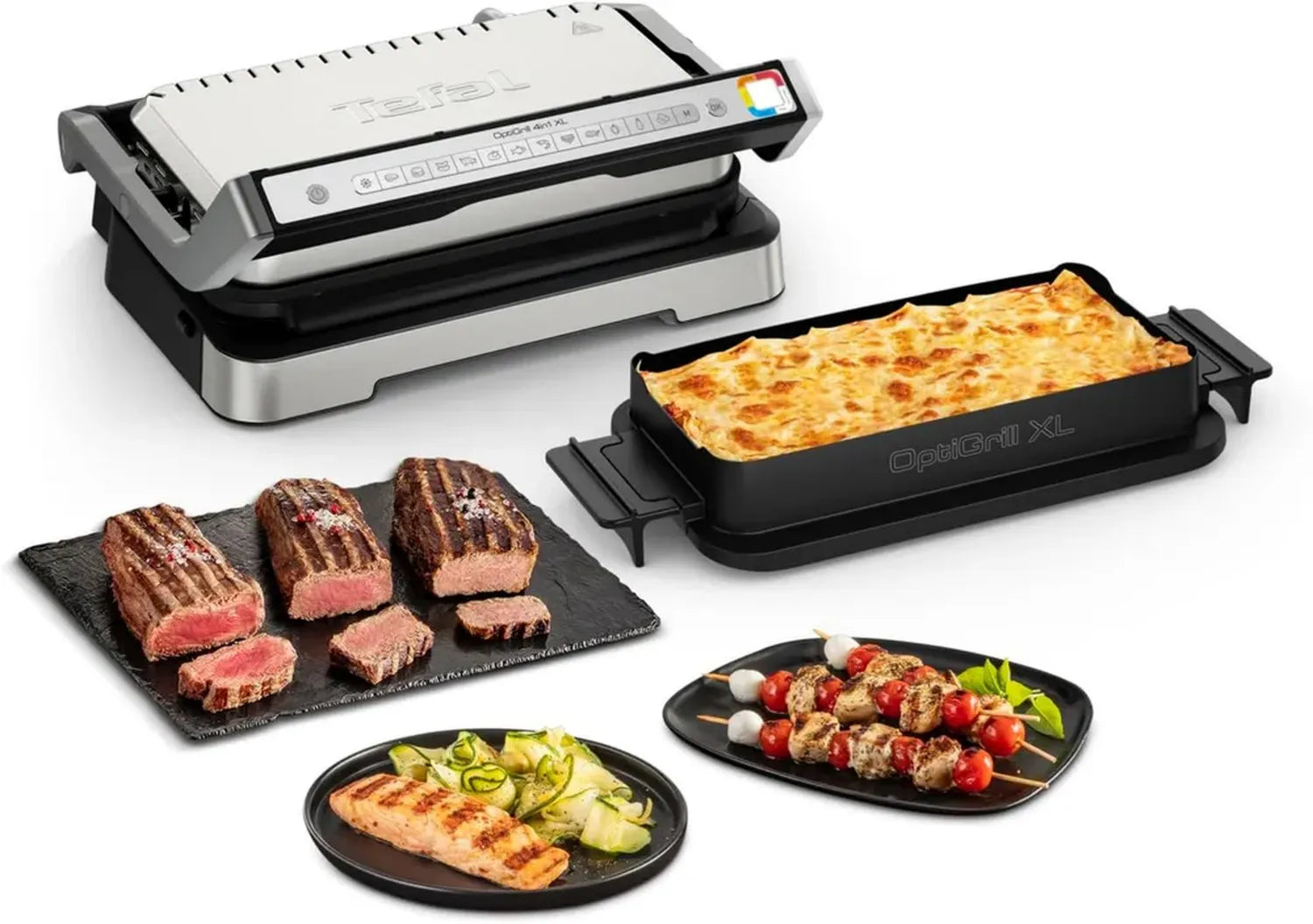 Tefal OptiGrill XL Kontaktgrill 4-in-1 mit Backschale und Garstufenanzeige, 12 Programme, Aufklappbarer Elektro-Tischgrill