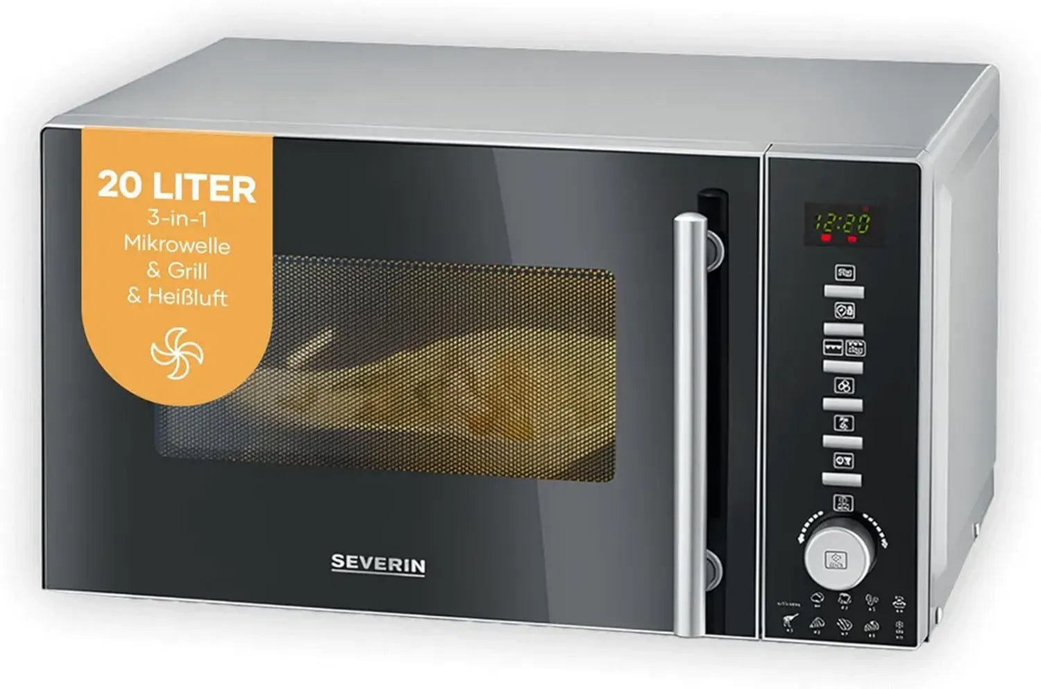 Multifunktionale SEVERIN Mikrowelle mit Grill und Umluft, 10 Leistungsstufen, schwarz, MW 7773
