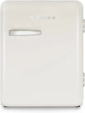 Retro Mini-Kühlschrank 31L, Geräuscharm, Einstellbare Temperatur 6-15°C, Ideal für Schlafzimmer & Büro, Beige