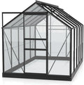 Vitavia Gewächshaus Planet 6200 mit Fundament, schwarz, 6,2 m², 3 mm ESG | Wetterfestes, stabiles Treibhaus für Gemüse und Pflanzen | Robust und langlebig
