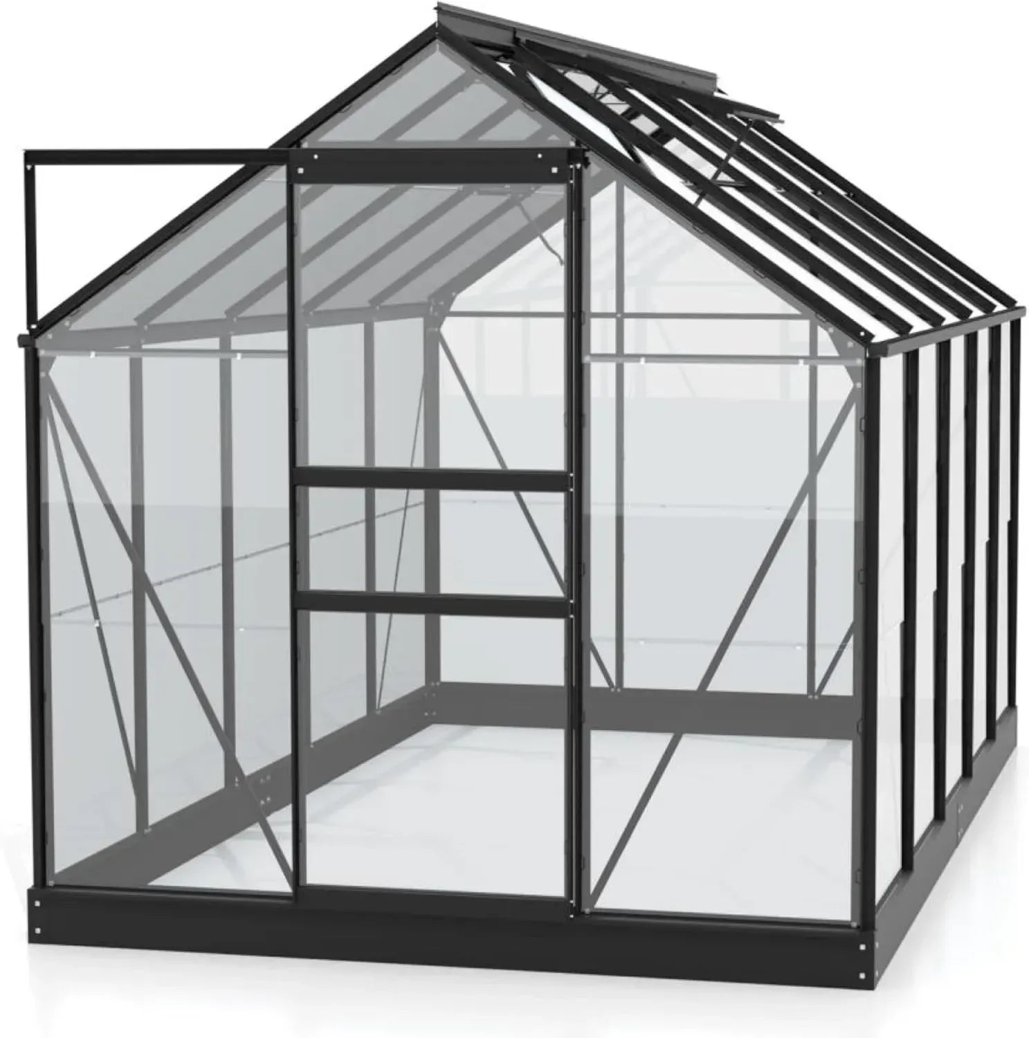 Vitavia Gewächshaus Planet 6200 mit Fundament, schwarz, 6,2 m², 3 mm ESG | Wetterfestes, stabiles Treibhaus für Gemüse und Pflanzen | Robust und langlebig