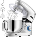 CHeflee 2000W Küchenmaschine mit 6,2L Edelstahlschüssel, Leise Küchenhelfer mit 6 Geschwindigkeiten, Knethaken, Rührbesen und Spritzschutz
