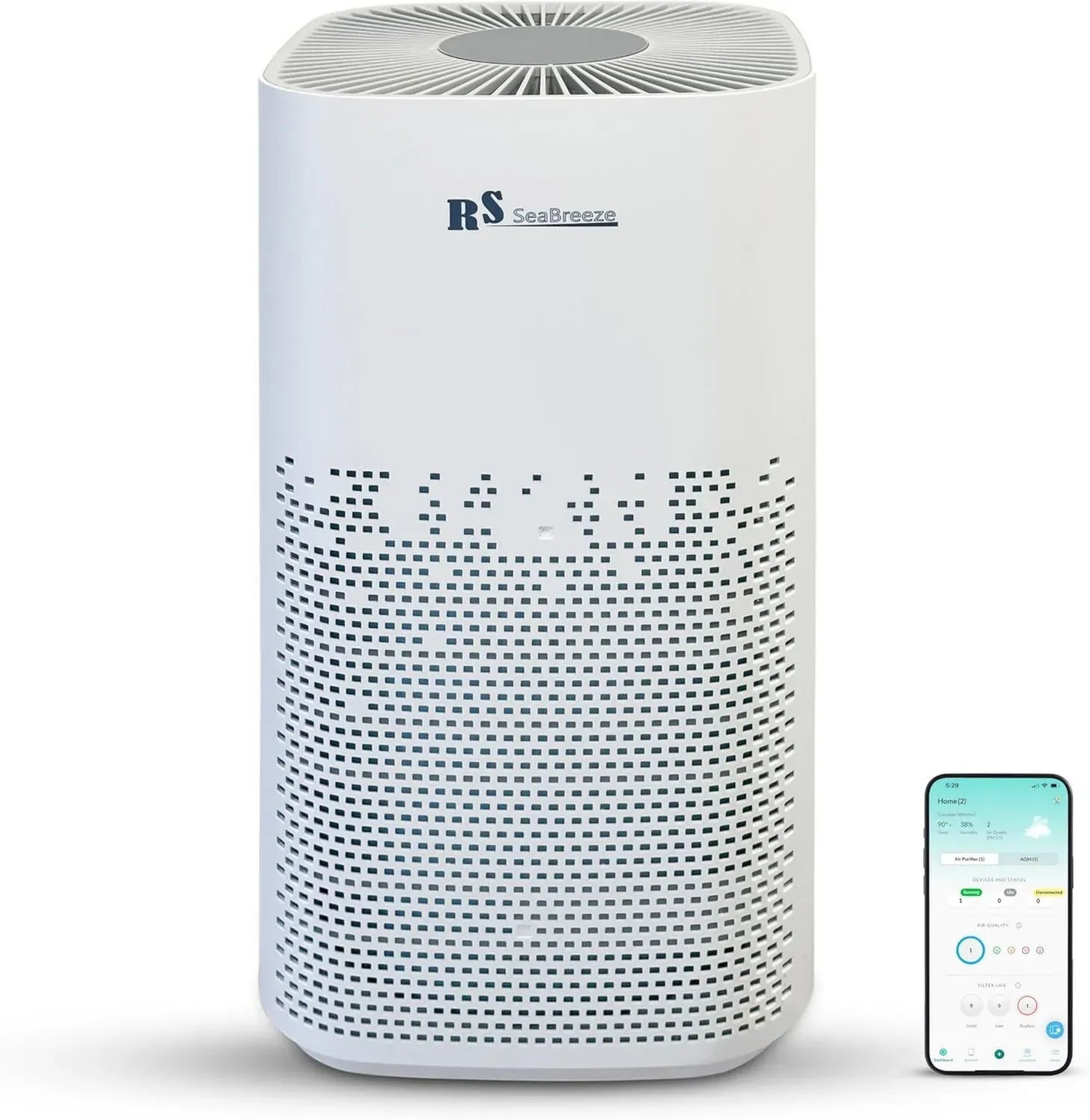 Leiser 7-in-1 Luftreiniger mit HEPA- und Aktivkohlefilter, UV-C & PM2.5, ideal für Allergiker, beseitigt Staub, Pollen, Rauch & Tierhaare, 400m³/h CADR