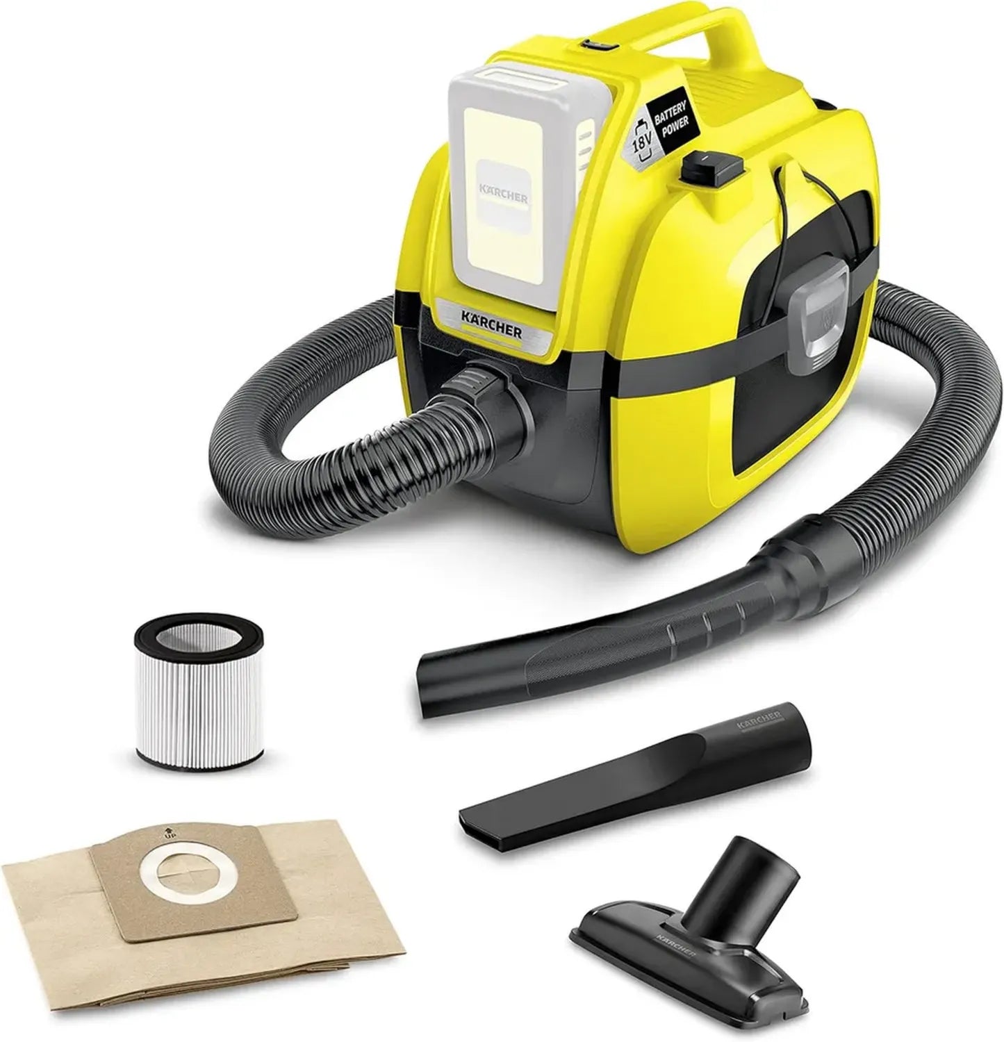 Kärcher Akku-Nass- und Trockensauger WD 1 Compact, 18V, 7L, 230W, ohne Akku