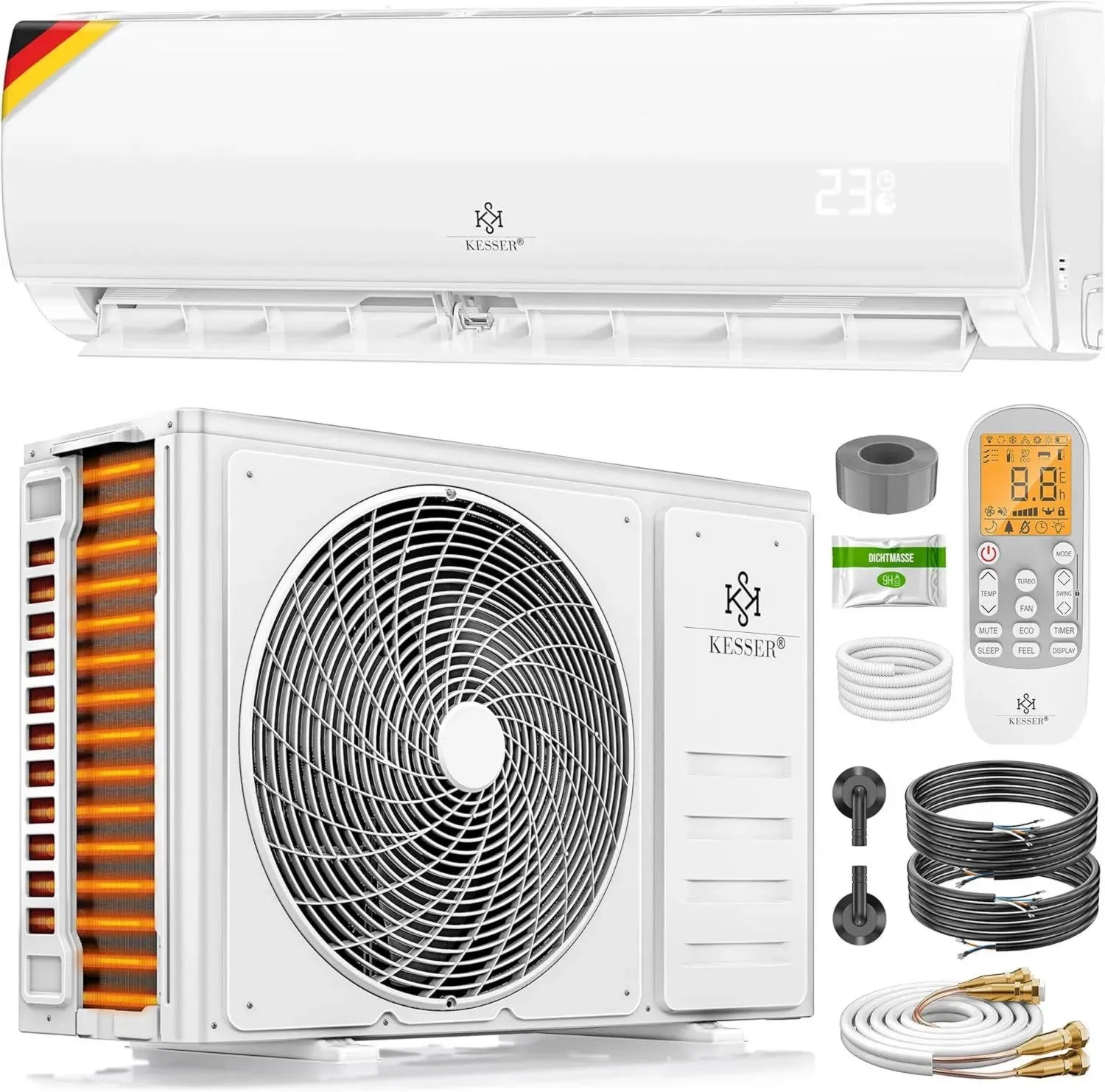 Klimaanlagen-Set 9000 BTU mit WiFi & App-Steuerung – Heizen & Kühlen, inklusive Montageteile