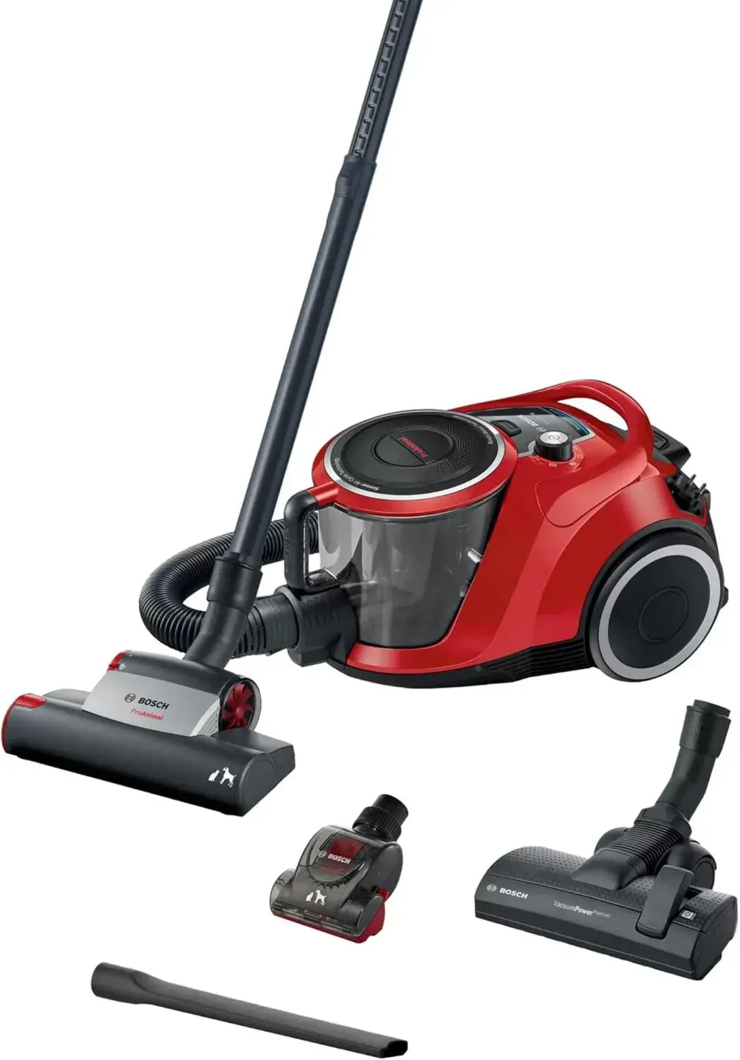 Bosch Bodenstaubsauger Serie 6 BGC41PET, beutellos, perfekt für Tierhaar-Allergiker, 10 Jahre Motorgarantie, geeignet für verschiedene Bodenbeläge, leise und kraftvoll, 700 W, rot