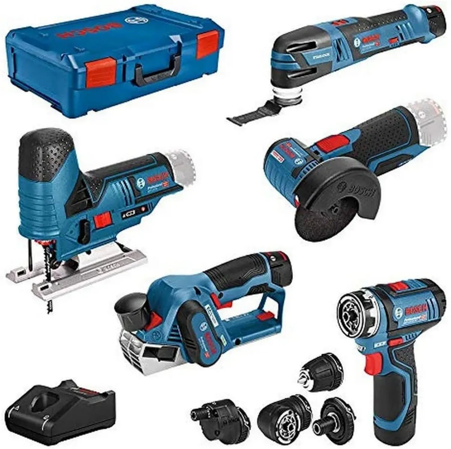 Bosch Professional 12V System Set: Bohrschrauber & Multi-Tool Kit mit Zubehör und Akkus