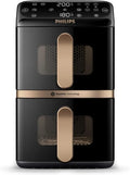 Philips Airfryer 4000 Series Doppelkorb-Heißluftfritteuse, 10L, RapidAir Technologie, Platzsparend, PFAS-frei, Sichtfenster