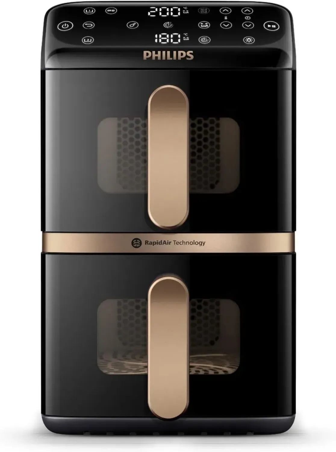 Philips Airfryer 4000 Series Doppelkorb-Heißluftfritteuse, 10L, RapidAir Technologie, Platzsparend, PFAS-frei, Sichtfenster