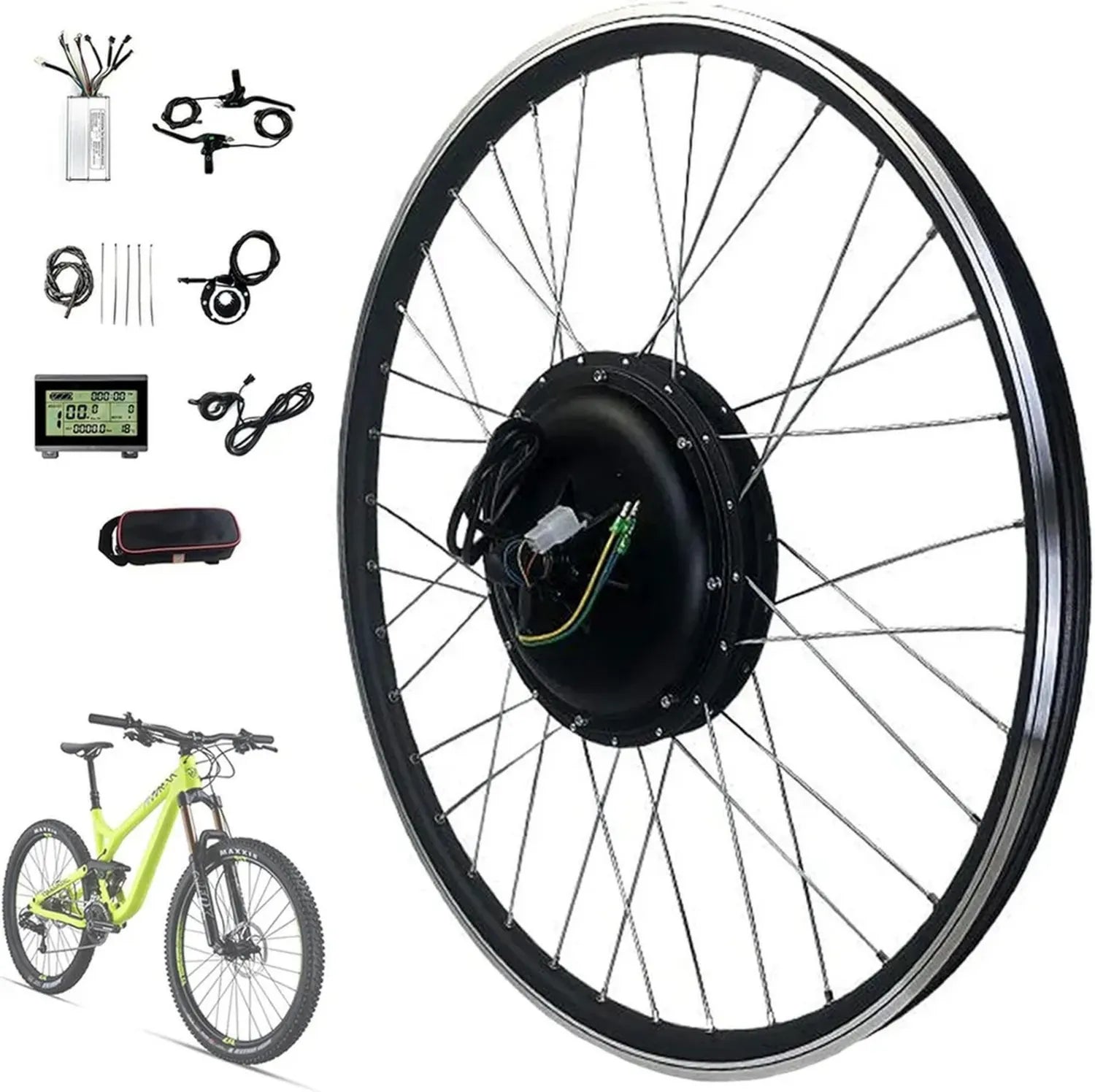 E-Bike Umrüstkit: Einstellbarer Vorderradantrieb 36V-48V, 250-1000W