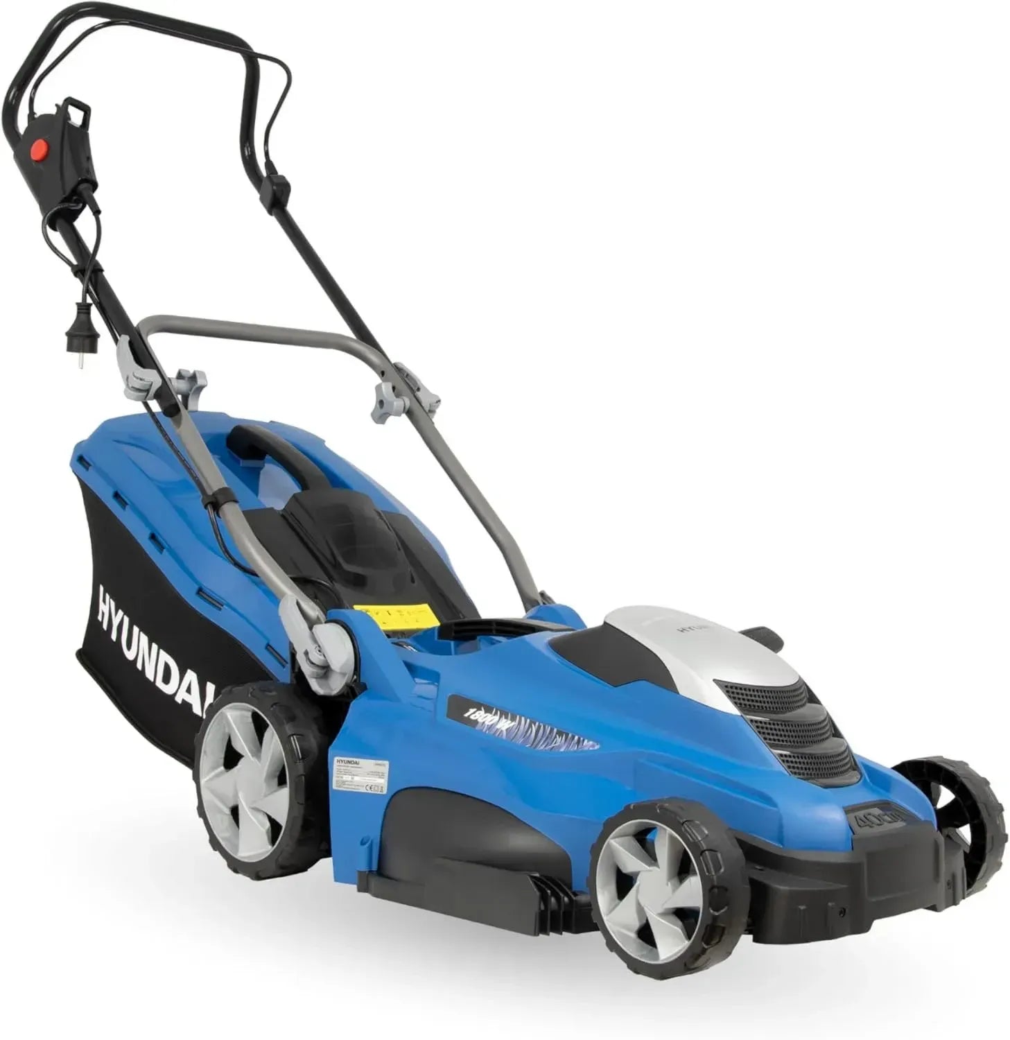 HYUNDAI Elektrischer Rasenmäher LM4001E mit Mulchfunktion, 1800W, 40cm Schnittbreite, 50L Fangkorb, Zentrale Höhenverstellung 5-fach