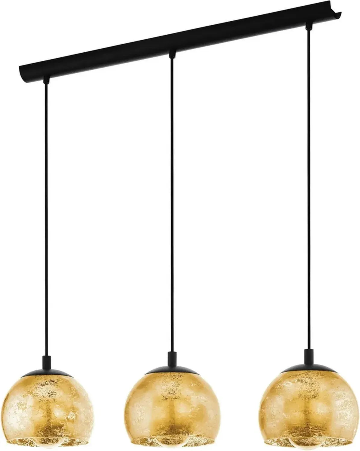 Moderne Pendelleuchte Alabraccin, 3-flammig, Schwarz und Gold, E27, 78 cm