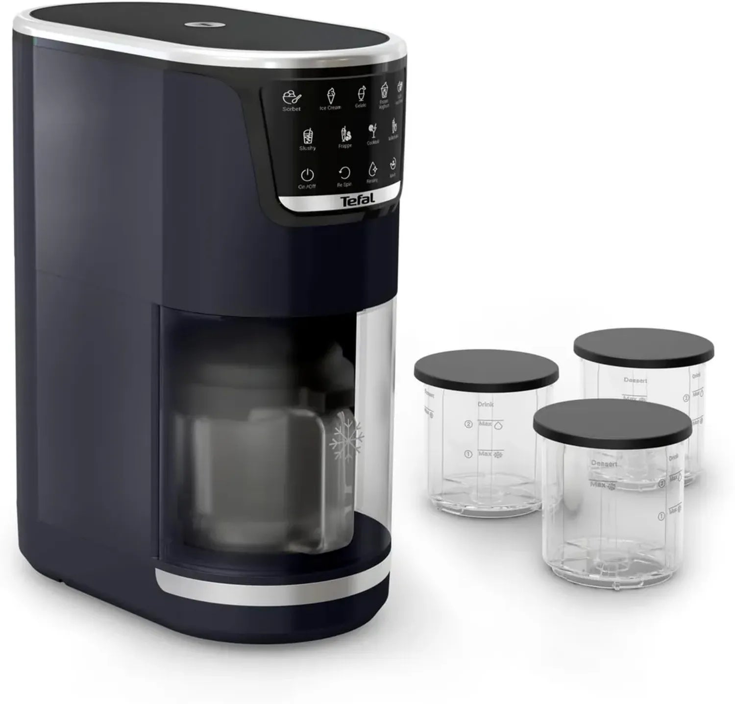 Tefal Eismaschine – 10 Programme für Eis, Gelato & Sorbet, Innovatives 1-Schritt-System, 3 Tritan-Schüsseln & Automatikreinigung