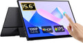 CAPERAVE 15,6-Zoll Tragbarer Touchscreen-Monitor, FHD-IPS, mit Ständer und Lautsprecher, HDMI USB-C, Externer Bildschirm für Windows Laptop