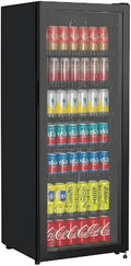 Professioneller Getränkekühlschrank 240L, 110W, Einstellbare Böden, LED-Beleuchtung, Schwarz