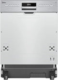 Midea 60 cm teilintegrierter Geschirrspüler, 13 Maßgedecke, WLAN-fähig, extra Trocknung, 7 Programme, leise 49dB, Startverzögerung 0-24 Std - Edelstahl
