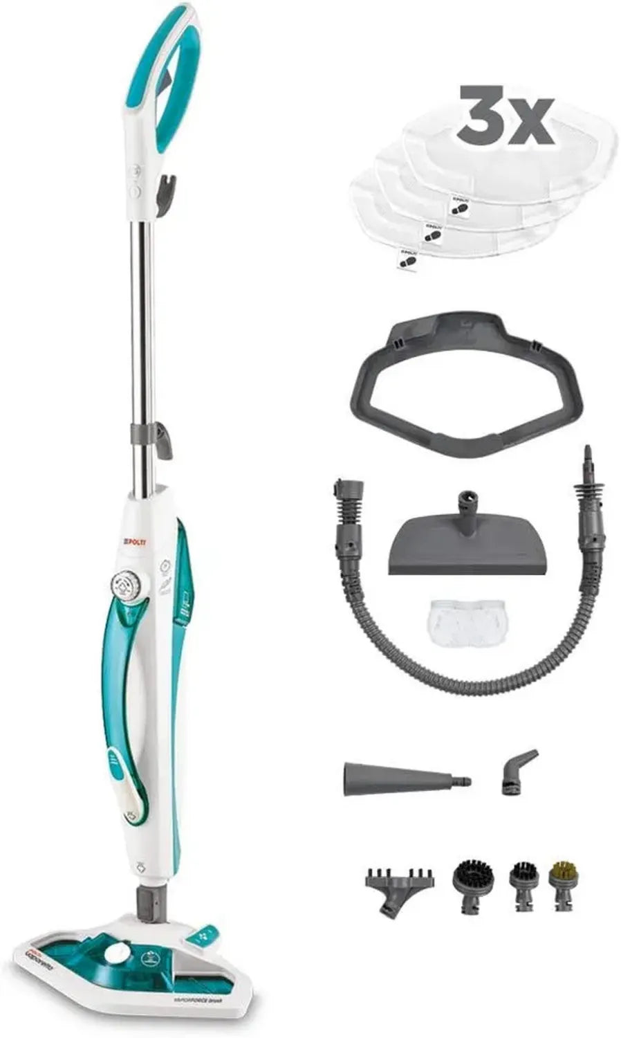 Polti Vaporetto SV450 Dampfbesen mit integriertem Reiniger, entfernt 99% Keime, Weiß-Grün