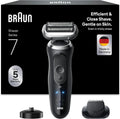 Braun Series 7 Herrenrasierer – Elektrisch, 60 Min. Laufzeit, Nass/Trocken, inkl. Ladestation und Aufsatz, Modell 72-N4200s, Schwarz