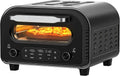 Pizzaofen elektrisch - 450 °C, 5 Programme, Timer, Touchscreen, Edelstahl, 32 cm Pizza, mit Pizzastein & Rezeptbuch