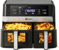 SIMP+ Heißluftfritteuse 10L mit Doppelschicht-Fenster, Unabhängige Temp. Steuerung, 11 Modi, Touchscreen, 1800W Airfryer, Vorheizen & Antihaft