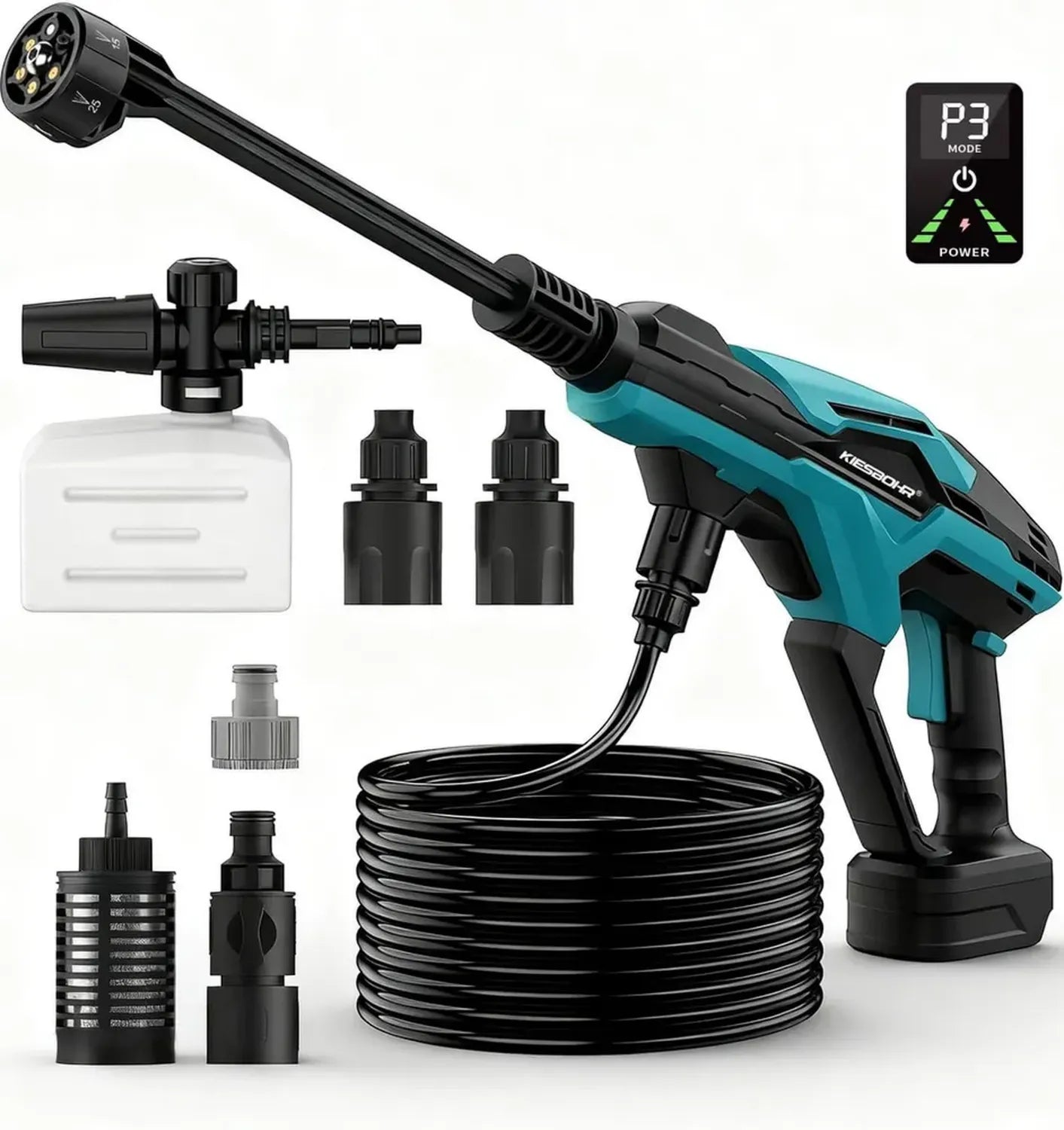 Kabelloser Hochdruckreiniger mit 35 Bar, Kompatibel mit Makita 18V Akku, Bürstenloser Motor, 4L/min, Ideal für mobile Reinigung (Akku und Ladegerät nicht enthalten)