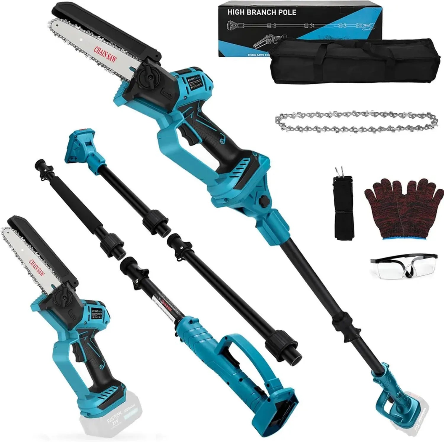 Kabellose Teleskop-Astsäge 18V für Makita, 2-in-1 Mini-Kettensäge 6 Zoll, Arbeitshöhe bis 4,5m